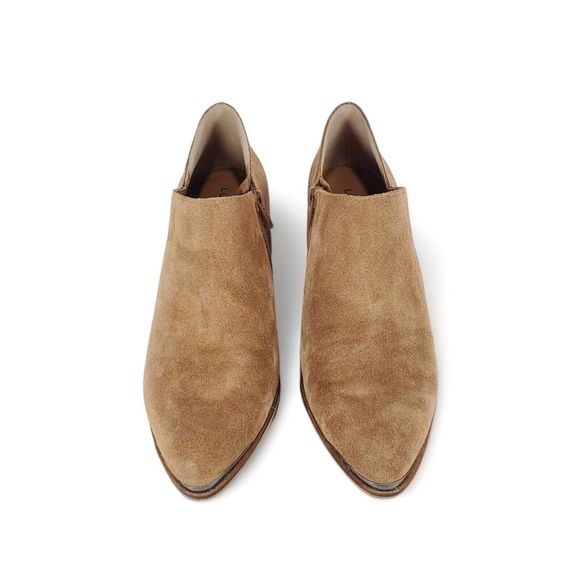 Lucky Brand Landrue Suede Leather Ankle Boots Brown Womens Size 8.5 Block Heels - Picture 5 of 11